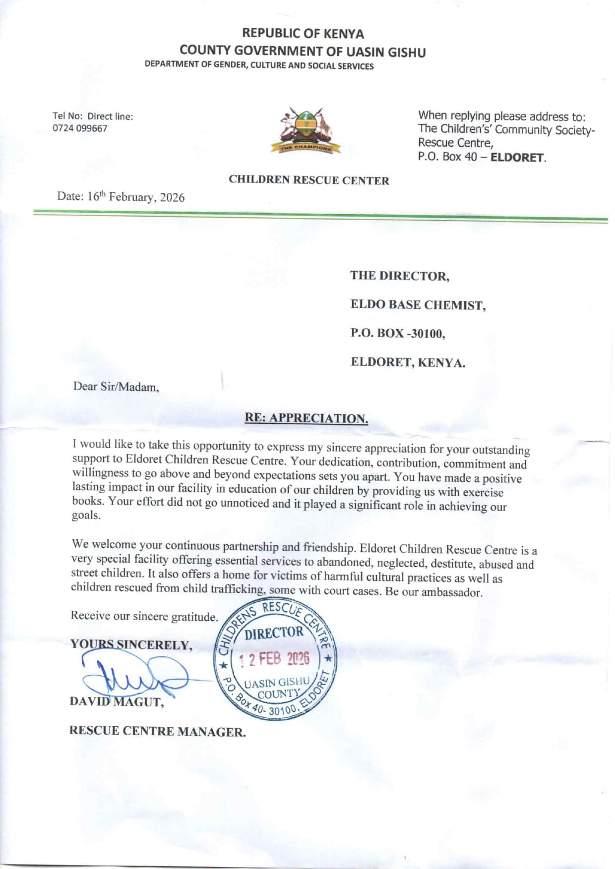 Children's Rescue Center Uasin Gishu Country